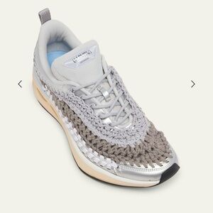 Valentino VLOGO Easy Knot Knit Runner Woven Women's Gray and Silver Sneakers
